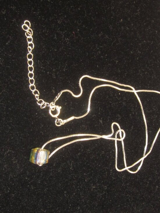 Jewelry - Glass Cube Silver Tone Necklace